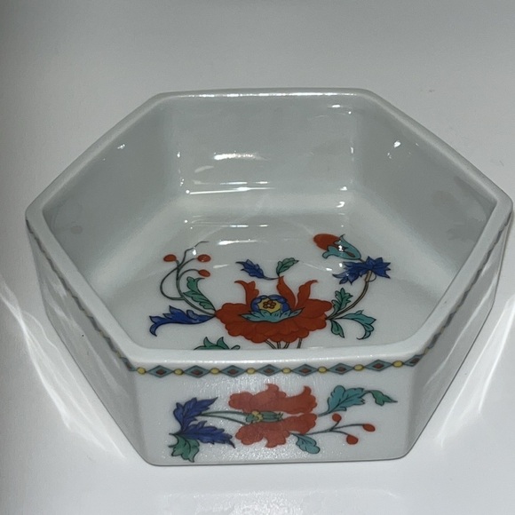 Porcelaine De Paris Other - Porcelaine De Paris Vintage Trinket Dish Red Blue Floral Made In France Decor